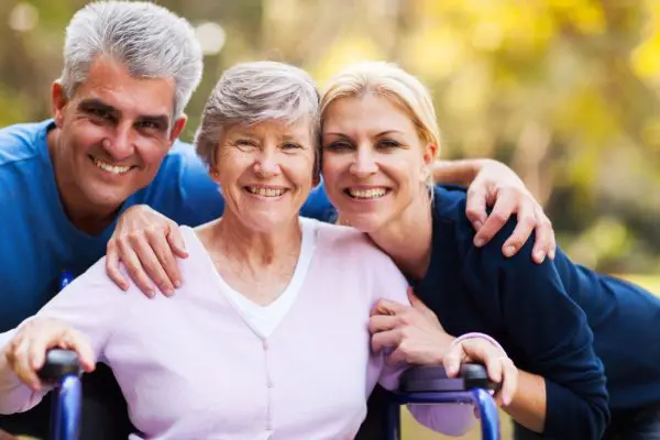 Couple w. mom in walker