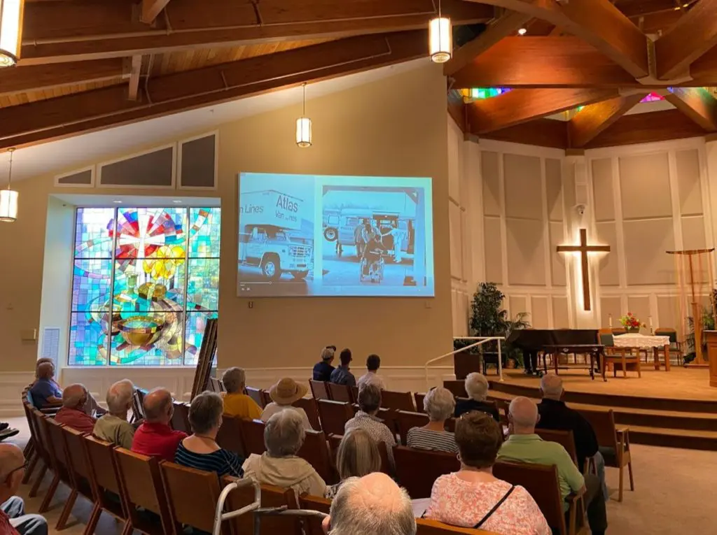 Senior residents enjoy a worship service at Living Branches