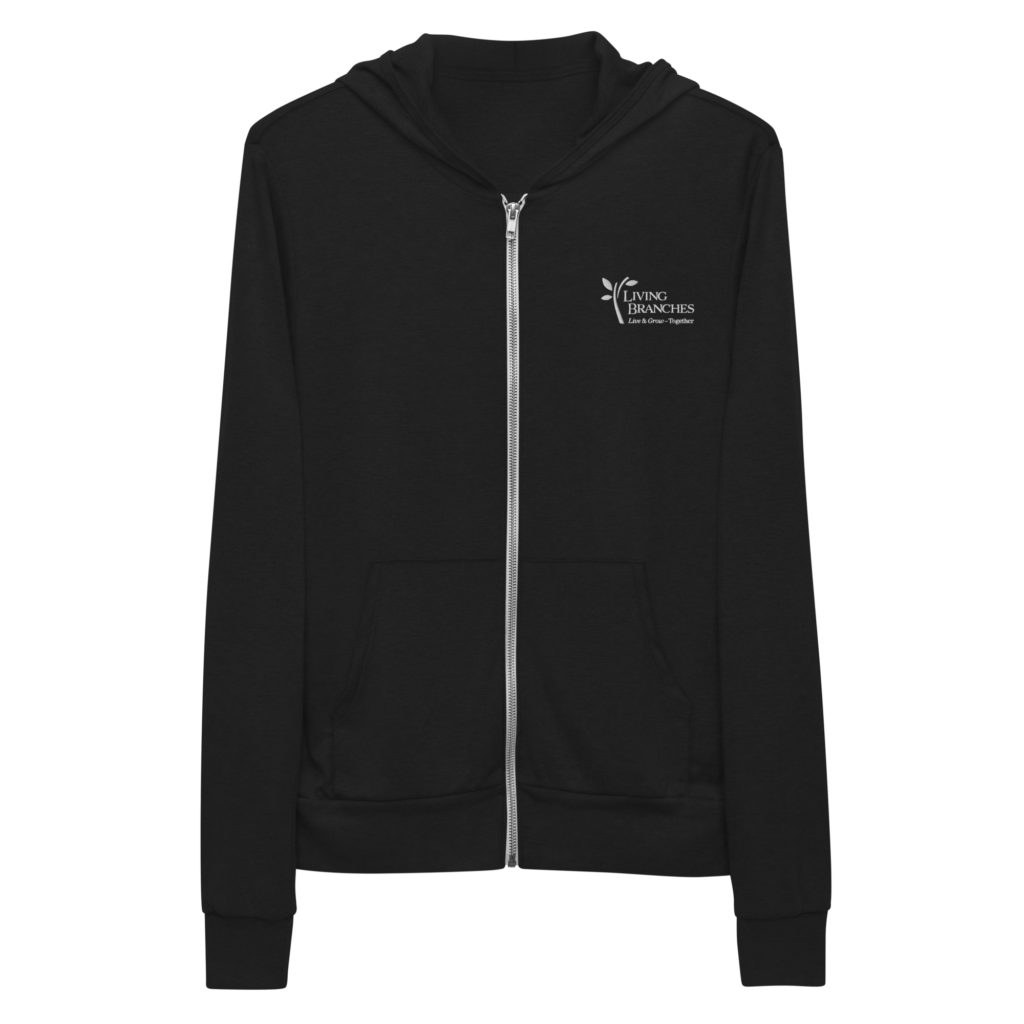 unisex lightweight zip hoodie solid black triblend front 66c891f4770ff