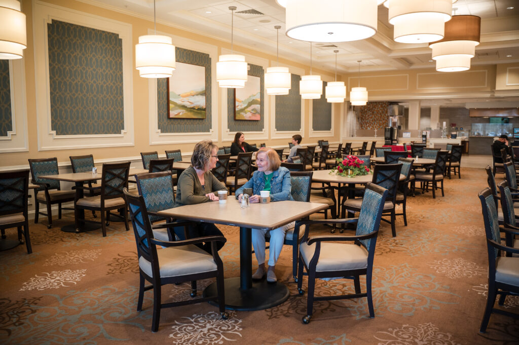 Residents enjoy the bistro at the Dock Woods senior living community in Lansdale