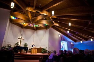 The Derstine Chapel was dedicated in 2023 to David and Maxine Derstine, who helped establish the Dock Woods senior living community