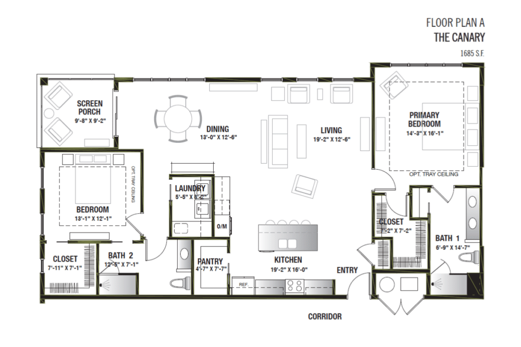 Floor Plan A The Canary 1685 SF