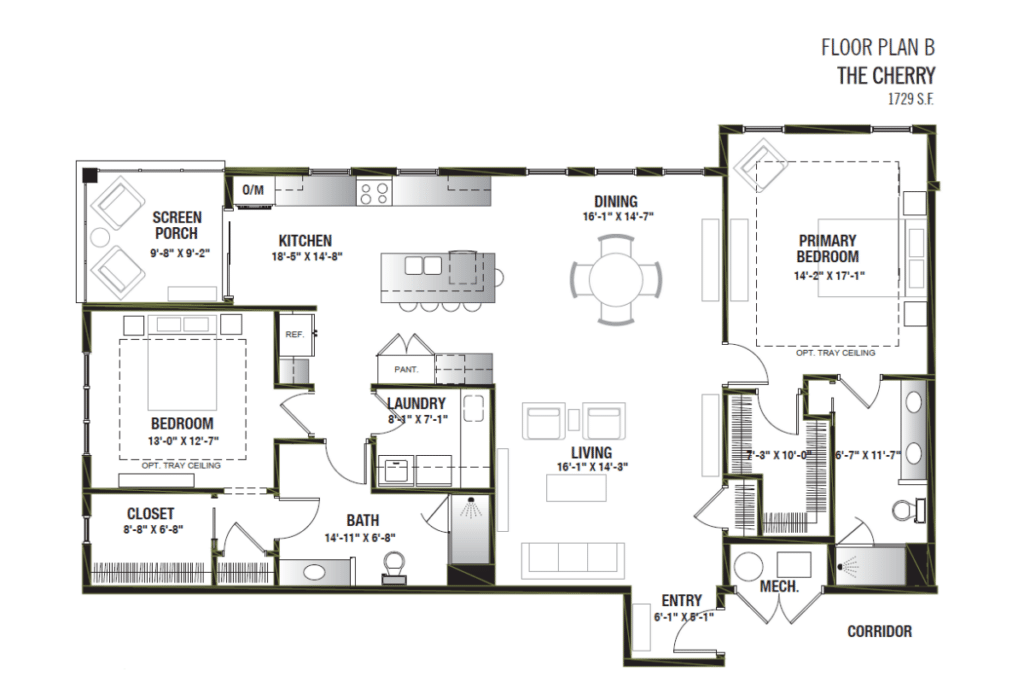 Floor Plan B The Cherry 1729 SF