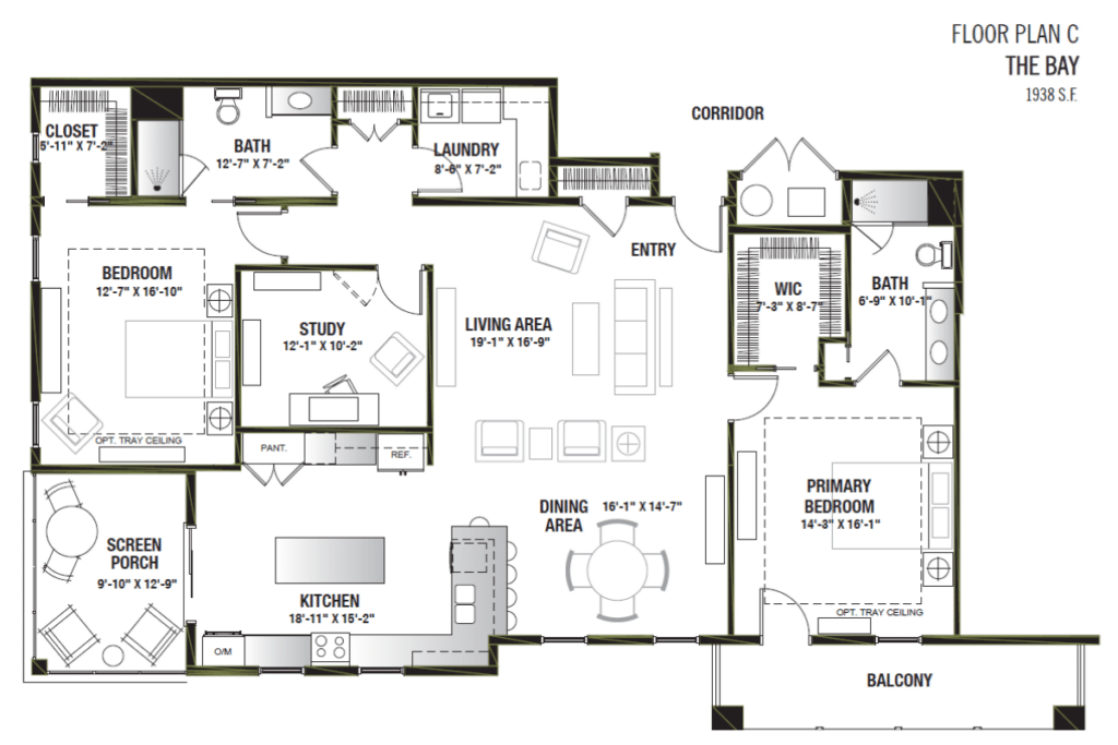 Floor Plan C The Bay 1938 SF