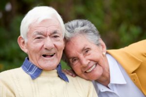 Senior couple at a memory care living community